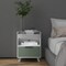 White Contemporary Nightstand with LED Lights and Sliding Drawer